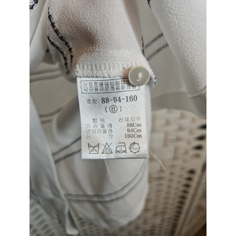 Namu Womens Large White Blouse Blue Stripes Preppy Work Career - Picture 8 of 9